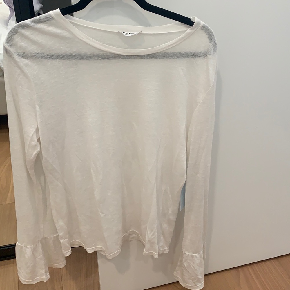 Frame Denim White Long Sleeve Tee - Size M